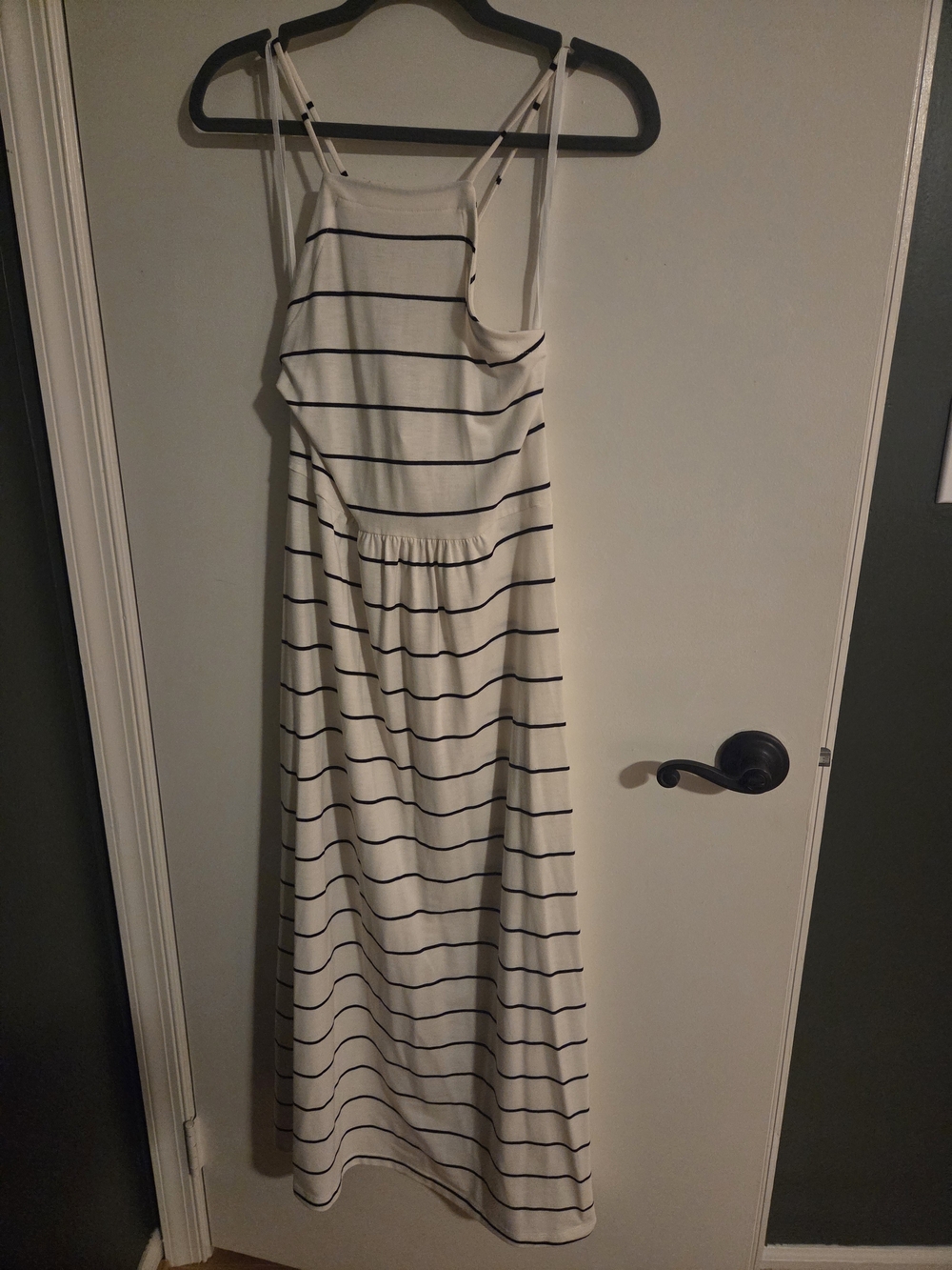 LOFT White Maxi Dress with Black Stripes - Sleeveless